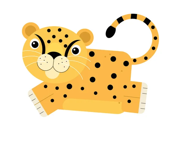Tecknad Scen Med Glad Katt Gepard Vit Bakgrund Safari Illustration — Stockfoto