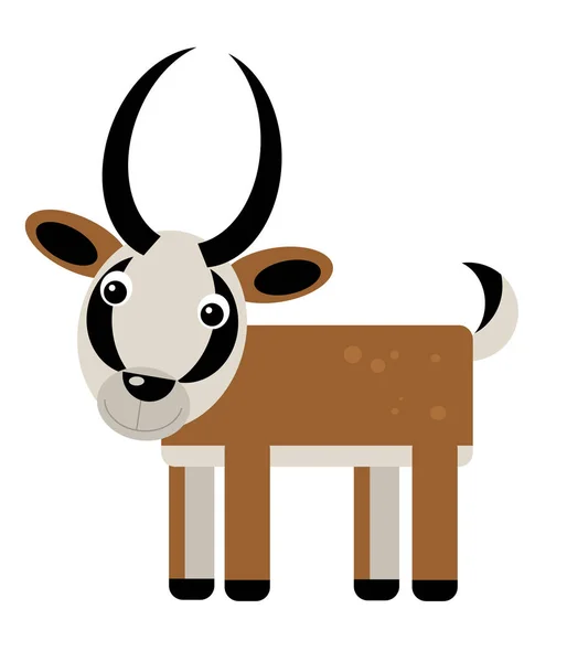 Kreslená Scéna Antilopa Bílém Pozadí Safari Ilustrace Pro Děti — Stock fotografie