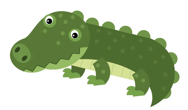 Cartoon Scene Happy Crocodile Alligator White Background Safari Illustration Children — Stock Photo, Image