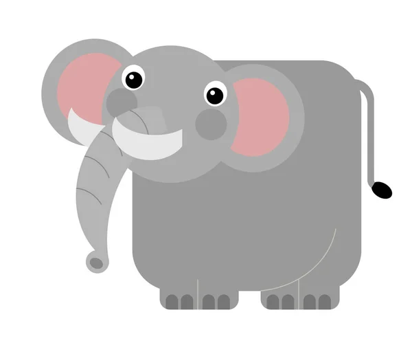 Cena Dos Desenhos Animados Com Elefante Grande Fundo Branco Safari — Fotografia de Stock