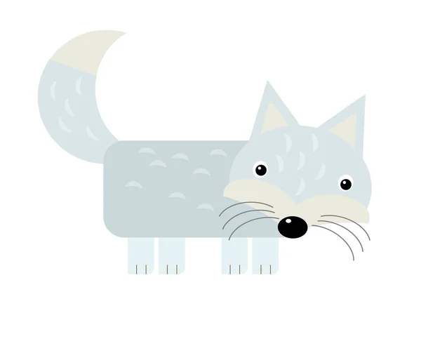 Cartoon Animal Polar Arctic Fox White Background Illustration Children — Stock Photo, Image