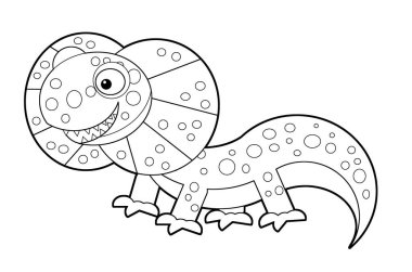 Avustralya mutlu ve komik kertenkele karikatürü beyaz arka planda izole - çocuklar için illüstrasyon