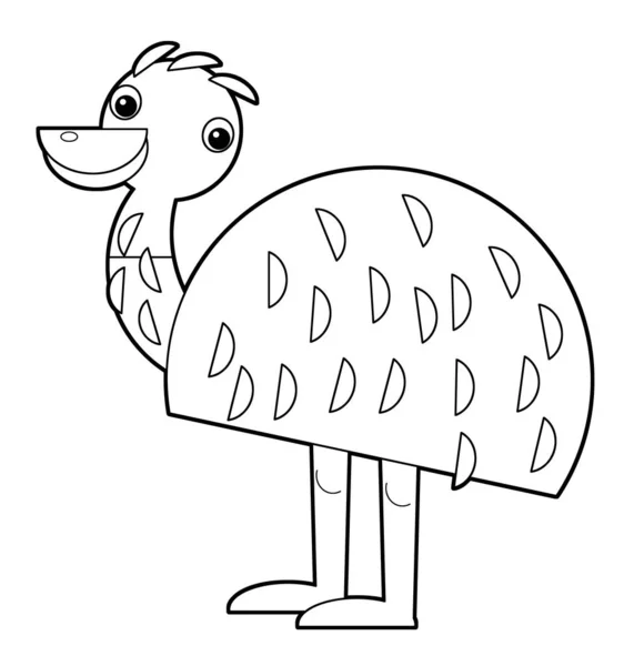 Cartoon Sketch Australian Animal Emu White Background Illustration Children — Stock Photo, Image