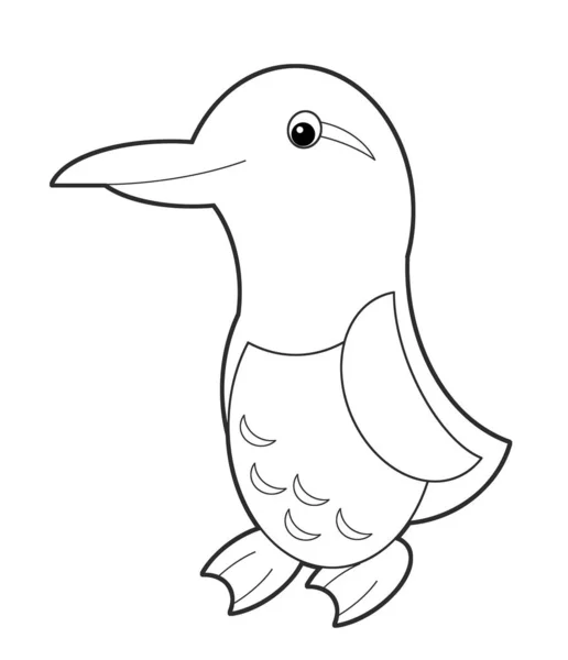 Cartoon Skizze Szene Mit Fliegendem Vogel Guilemot Isoliert Auf Weißem — Stockfoto