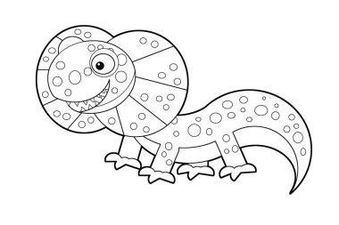 Avustralya 'nın mutlu ve komik kertenkelesinin çizimi beyaz arka planda izole edilmiş. Çocuklar için çizim.