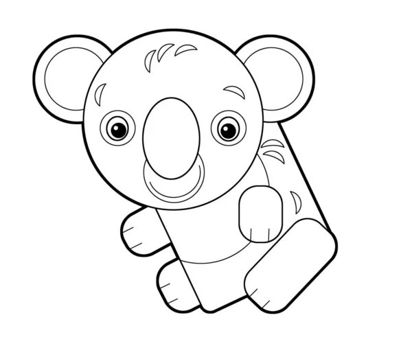 cartoon sketch drawing australian scene with happy and funny koala on white background - illustration for children