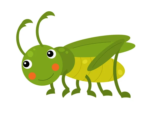 Cartoon Animal Grasshopper Hopper White Background Illustration Children — Stock Photo, Image