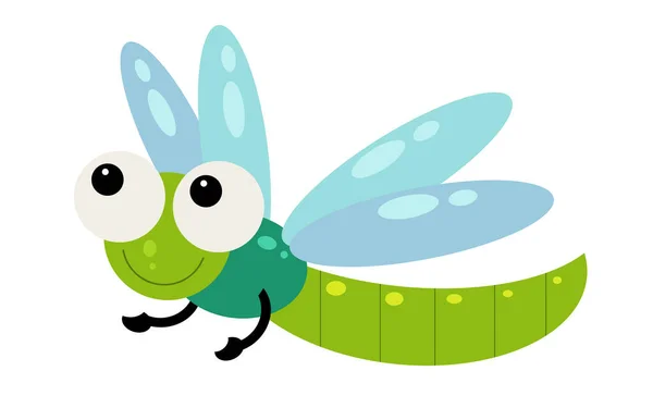 Kreslený Zvířecí Hmyz Vážky Bílém Pozadí Ilustrace Pro Děti — Stock fotografie