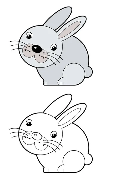 Escena Dibujos Animados Con Conejo Polar Sobre Fondo Blanco Ilustración — Foto de Stock