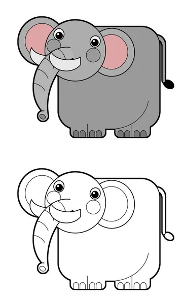 白色背景图上有大象的儿童卡通片 — 图库照片