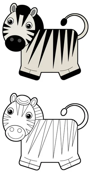 Cartoon Scene Met Zebra Witte Achtergrond Illustratie Voor Kinderen — Stockfoto