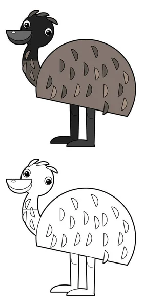 Szkic Kreskówki Rysunek Australijskie Zwierzę Emu Białym Tle Ilustracja Dla — Zdjęcie stockowe