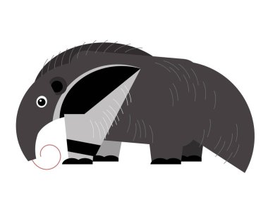 Beyaz arka planda neşeli ve komik karınca yiyen Amerikan çizgi filmi - çocuklar için illüstrasyon