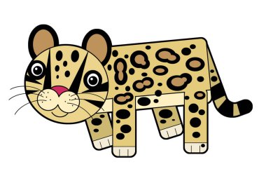 Beyaz arka planda mutlu kedi yabankedisi olan çizgi film sahnesi - çocuklar için illüstrasyon