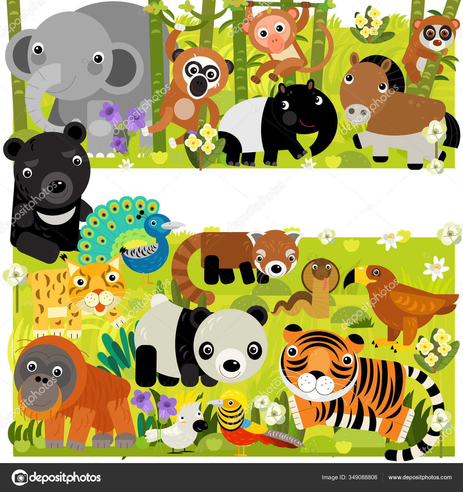 Cartoon Scene Different Asian Animals Forest Illustration Children Stock  Photo by ©illustrator_hft 349088806
