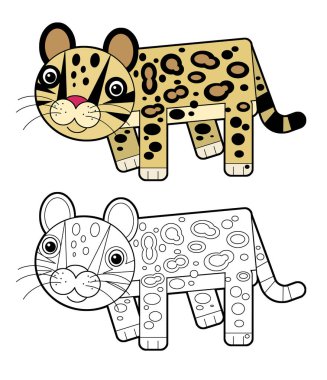 Beyaz arka planda mutlu kedi yabankedisi olan çizgi roman sahnesi - çocuklar için illüstrasyon