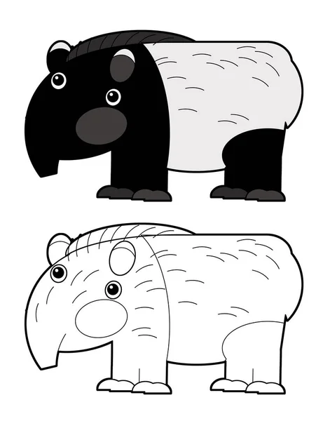 Carnet Dessins Animés Scène Américaine Avec Tapir Heureux Drôle Sur — Photo