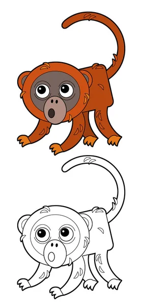 Cartoon Sketchbook Cena Com Americano Animal Macaco Uivo Fundo Branco — Fotografia de Stock