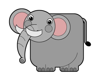 Beyaz arka planda büyük filli çizgi film sahnesi çocuklar için safari illüstrasyonları