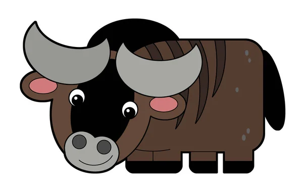 Cartoon happy farm animal cheerful gnu isolated on white background safari illustration for children