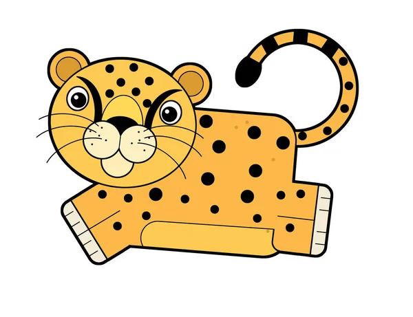 cartoon scene with happy cat cheetah on white background - safari illustration for children