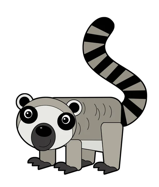 Kreskówka Scena Szczęśliwy Lemur Białym Tle Ilustracja Dla Dzieci — Zdjęcie stockowe