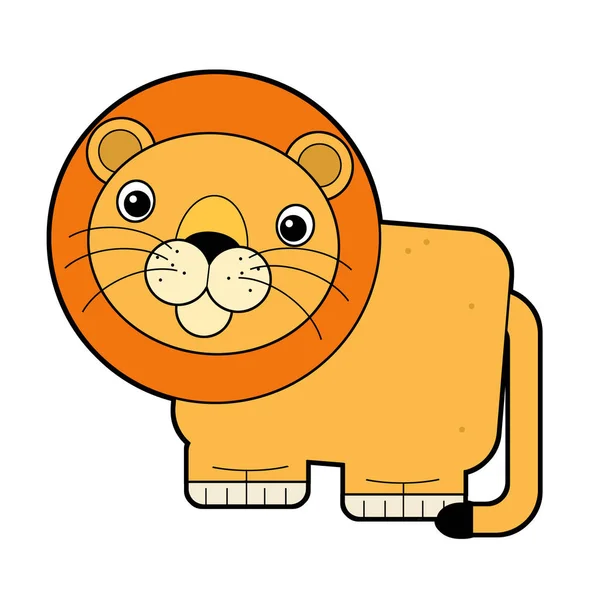 Cartoon Scene Happy Cat Lion White Background Safari Illustration Children — Stock Photo, Image