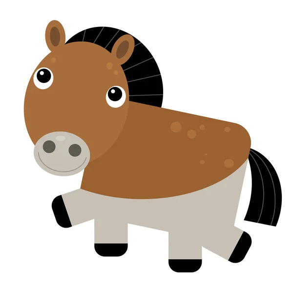 Desenhos Animados Asiático Engraçado Animal Przewalski Cavalo Pônei Isolado Fundo — Fotografia de Stock