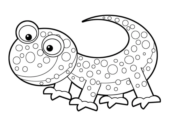 cartoon sketchbook asian american happy and funny lizard gecko isolated on white background - illustration for children