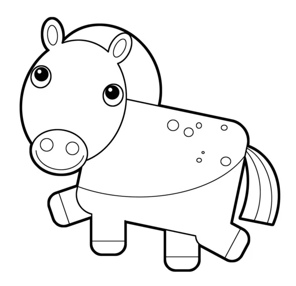 스케치북 Asian Funny Animal Przewalskis Horse Pony Isolated White Background — 스톡 사진