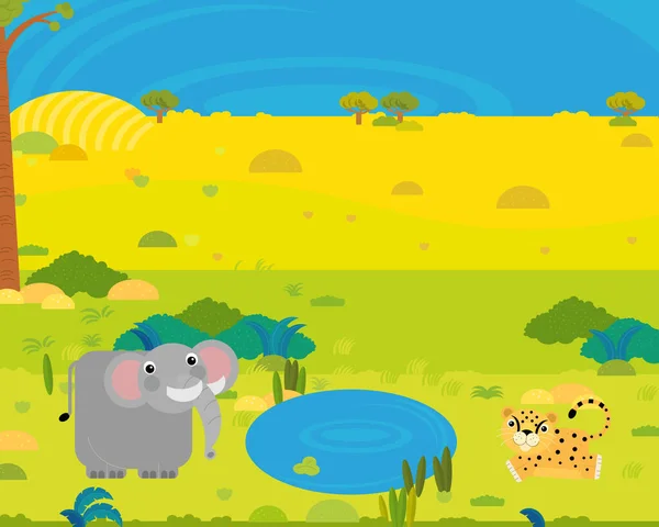 어린이들을 삽화에 나오는 귀여운 동물들 아프리카 사파리 — 스톡 사진
