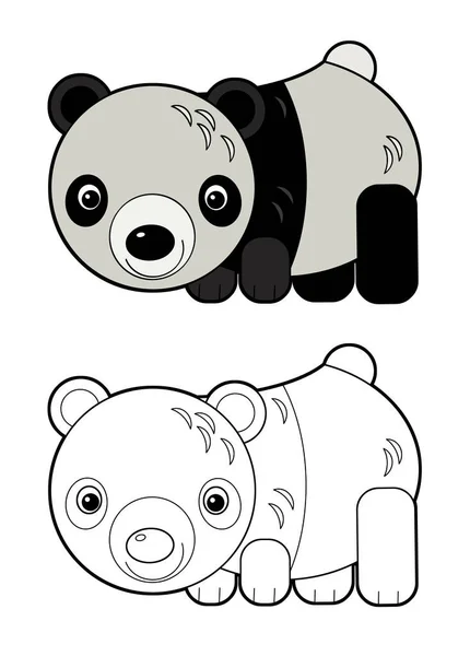 Cartoon Sketchbook Asian Scene Panda Bear White Background Illustration Children — Stock Photo, Image