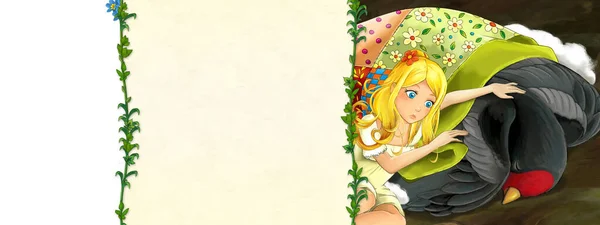 Rajzfilm Jelenet Gyönyörű Elf Lány Természet Illusztráció Gyerekeknek — Stock Fotó