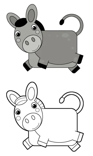 Cuaderno Dibujos Animados Asiático Divertido Burro Animal Aislado Sobre Fondo — Foto de Stock