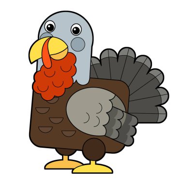 Cartoon funny turkey isolated on white background - illustration for children