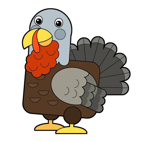 Cartoon Funny Turkey Isolated White Background Illustration Children — Stockfoto