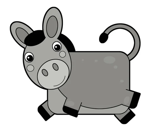 Cartoon Asian Funny Animal Donkey Isolated White Background Illustration Children — Stock Photo, Image