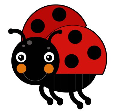 Çocuklar için beyaz arkaplandaki çizgi film hayvan böceği uğurböceği