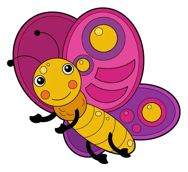Cartoon animal butterfly on white background illustration for children