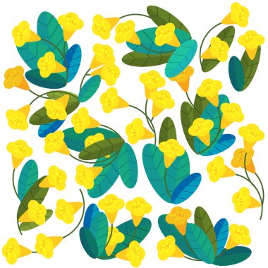 beyaz arka planda güzel ve renkli çiçekli karikatür sahnesi - çocuklar için illüstrasyon