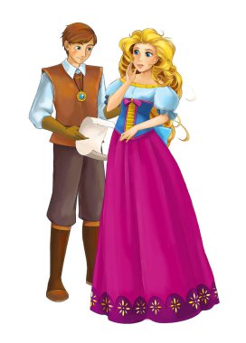 Çizgi film neşe dolu evli çift romantik sahne - çocuklar için çizim