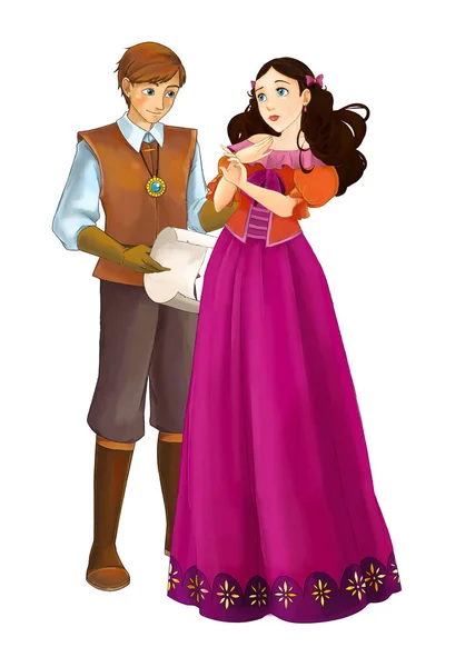 Cartoon Cheerful Married Couple Together Romantic Scene Illustration Children — Stock Photo, Image