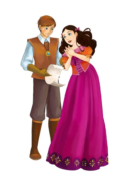 Kreslený Veselý Manželský Pár Spolu Romantické Scény Ilustrace Pro Děti — Stock fotografie