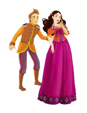 Çizgi film neşe dolu evli çift romantik sahne - çocuklar için çizim