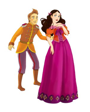 Çizgi film neşe dolu evli çift romantik sahne - çocuklar için çizim