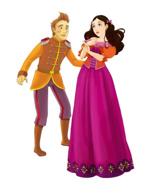 Çizgi film neşe dolu evli çift romantik sahne - çocuklar için çizim