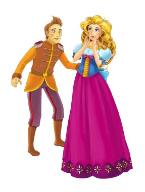 Çizgi film neşe dolu evli çift romantik sahne - çocuklar için çizim