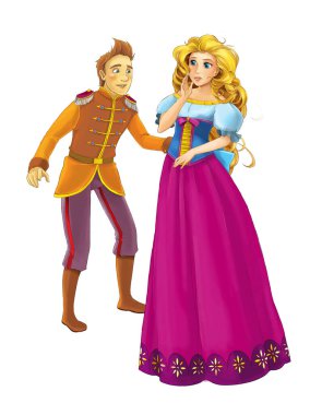 Çizgi film neşe dolu evli çift romantik sahne - çocuklar için çizim