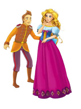 Çizgi film neşe dolu evli çift romantik sahne - çocuklar için çizim