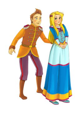 Çizgi film neşe dolu evli çift romantik sahne - çocuklar için çizim